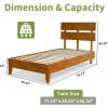 imageVINGLI Solid Wood Queen Size Bed Frame with Headboard MidCentury Modern Platform Panel BedWhiteBrown