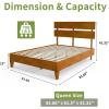 imageVINGLI Solid Wood Queen Size Bed Frame with Headboard MidCentury Modern Platform Panel BedWhiteBrown