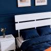 imageVINGLI Solid Wood Queen Size Bed Frame with Headboard MidCentury Modern Platform Panel BedWhiteWhite