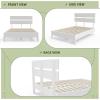 imageVINGLI Solid Wood Queen Size Bed Frame with Headboard MidCentury Modern Platform Panel BedWhiteWhite