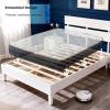 imageVINGLI Solid Wood Queen Size Bed Frame with Headboard MidCentury Modern Platform Panel BedWhiteWhite