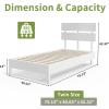 imageVINGLI Solid Wood Queen Size Bed Frame with Headboard MidCentury Modern Platform Panel BedWhiteWhite