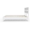 imageVINGLI Solid Wood Queen Size Bed Frame with Headboard MidCentury Modern Platform Panel BedWhiteWhite