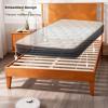 imageVINGLI Solid Wood Twin Size Bed Frame with Headboard MidCentury Modern Platform Panel Bed for Kids TeensAdultsBrownBrown