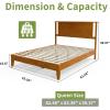 imageVINGLI Solid Wood Twin Size Bed Frame with Headboard MidCentury Modern Platform Panel Bed for Kids TeensAdultsBrownBrown