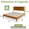 imageVINGLI Solid Wood Twin Size Bed Frame with Headboard MidCentury Modern Platform Panel Bed for Kids TeensAdultsBrownBrown