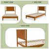 imageVINGLI Solid Wood Twin Size Bed Frame with Headboard MidCentury Modern Platform Panel Bed for Kids TeensAdultsBrownBrown