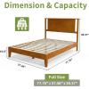 imageVINGLI Solid Wood Twin Size Bed Frame with Headboard MidCentury Modern Platform Panel Bed for Kids TeensAdultsBrownBrown