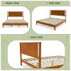 imageVINGLI Solid Wood Twin Size Bed Frame with Headboard MidCentury Modern Platform Panel Bed for Kids TeensAdultsBrownBrown