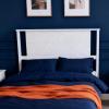 imageVINGLI Solid Wood Twin Size Bed Frame with Headboard MidCentury Modern Platform Panel Bed for Kids TeensAdultsBrownWhite