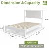 imageVINGLI Solid Wood Twin Size Bed Frame with Headboard MidCentury Modern Platform Panel Bed for Kids TeensAdultsBrownWhite