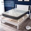 imageVINGLI Solid Wood Twin Size Bed Frame with Headboard MidCentury Modern Platform Panel Bed for Kids TeensAdultsBrownWhite