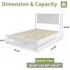 imageVINGLI Solid Wood Twin Size Bed Frame with Headboard MidCentury Modern Platform Panel Bed for Kids TeensAdultsBrownWhite