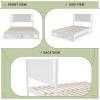 imageVINGLI Solid Wood Twin Size Bed Frame with Headboard MidCentury Modern Platform Panel Bed for Kids TeensAdultsBrownWhite