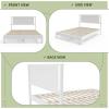 imageVINGLI Solid Wood Twin Size Bed Frame with Headboard MidCentury Modern Platform Panel Bed for Kids TeensAdultsBrownWhite