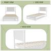 imageVINGLI Solid Wood Twin Size Bed Frame with Headboard MidCentury Modern Platform Panel Bed for Kids TeensAdultsBrownWhite