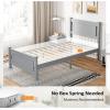 imageVINGLI Twin Bed Frame Solid Wood Platform Single Bed with Headboard No Box Spring Needed Panel Bed Wood Slat Support Mattress Foundation GrayGrey