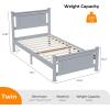 imageVINGLI Twin Bed Frame Solid Wood Platform Single Bed with Headboard No Box Spring Needed Panel Bed Wood Slat Support Mattress Foundation GrayGrey