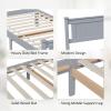 imageVINGLI Twin Bed Frame Solid Wood Platform Single Bed with Headboard No Box Spring Needed Panel Bed Wood Slat Support Mattress Foundation GrayGrey