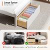 imageVINGLI Twin Bed Frame Solid Wood Platform Single Bed with Headboard No Box Spring Needed Panel Bed Wood Slat Support Mattress Foundation GrayLed White
