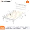 imageVINGLI Twin Bed Frame Solid Wood Platform Single Bed with Headboard No Box Spring Needed Panel Bed Wood Slat Support Mattress Foundation GrayLed White