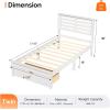 imageVINGLI Twin Bed Frame Solid Wood Platform Single Bed with Headboard No Box Spring Needed Panel Bed Wood Slat Support Mattress Foundation GrayLed White