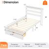 imageVINGLI Twin Bed Frame Solid Wood Platform Single Bed with Headboard No Box Spring Needed Panel Bed Wood Slat Support Mattress Foundation GrayLed White