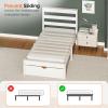 imageVINGLI Twin Bed Frame Solid Wood Platform Single Bed with Headboard No Box Spring Needed Panel Bed Wood Slat Support Mattress Foundation GrayLed White