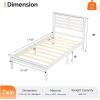 imageVINGLI Twin Bed Frame Solid Wood Platform Single Bed with Headboard No Box Spring Needed Panel Bed Wood Slat Support Mattress Foundation GrayLed White