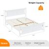 imageVINGLI Twin Bed Frame Solid Wood Platform Single Bed with Headboard No Box Spring Needed Panel Bed Wood Slat Support Mattress Foundation GrayWhite