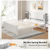 imageVINGLI Twin Bed Frame Solid Wood Platform Single Bed with Headboard No Box Spring Needed Panel Bed Wood Slat Support Mattress Foundation GrayWhite