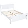 imageVINGLI Twin Bed Frame Solid Wood Platform Single Bed with Headboard No Box Spring Needed Panel Bed Wood Slat Support Mattress Foundation GrayWhite