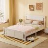 imageVINGLI Twin Bed Frame Solid Wood Platform Single Bed with Headboard No Box Spring Needed Panel Bed Wood Slat Support Mattress Foundation GrayWhite