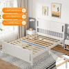 imageVINGLI Twin Bed Frame Solid Wood Platform Single Bed with Headboard No Box Spring Needed Panel Bed Wood Slat Support Mattress Foundation GrayWhite