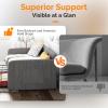 imageVINGLI Twin Size Daybed with 2 Storage Drawers and Pockets Chenille Fabric with Diamond Buttons Upholstered Comfy Sleeper Couch Sofa Bed for Living Room Movie Room Bedroom GrayChenille Gray