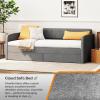 imageVINGLI Twin Size Daybed with 2 Storage Drawers and Pockets Chenille Fabric with Diamond Buttons Upholstered Comfy Sleeper Couch Sofa Bed for Living Room Movie Room Bedroom GrayChenille Gray