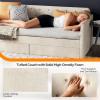 imageVINGLI Twin Size Daybed with 2 Storage Drawers and Pockets Chenille Fabric with Diamond Buttons Upholstered Comfy Sleeper Couch Sofa Bed for Living Room Movie Room Bedroom GrayChenille Beige White