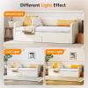 imageVINGLI Twin Size Daybed with 2 Storage Drawers and Pockets Chenille Fabric with Diamond Buttons Upholstered Comfy Sleeper Couch Sofa Bed for Living Room Movie Room Bedroom GrayChenille Beige White