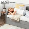 imageVINGLI Twin Size Daybed with 2 Storage Drawers and Pockets Chenille Fabric with Diamond Buttons Upholstered Comfy Sleeper Couch Sofa Bed for Living Room Movie Room Bedroom GrayChenille Gray