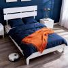imageVINGLI Solid Wood Queen Size Bed Frame with Headboard MidCentury Modern Platform Panel BedWhiteWhite