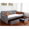 imageVINGLI Twin Size Daybed with 2 Storage Drawers and Pockets Chenille Fabric with Diamond Buttons Upholstered Comfy Sleeper Couch Sofa Bed for Living Room Movie Room Bedroom GrayChenille Gray