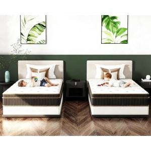 imageVINGLI 10 Inch Twin Mattress Set of 2 for Kids Hybrid Memory Foam in a Box Individually Wrapped Coils Pocket Innerspring for Motion Isolation and Pressure ReliefMedium FirmFiberglassFree