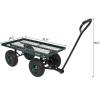 imageVINGLI Steel Garden Cart Utility Heavy Duty Wagon 10inch Pneumatic Turf Tires Green