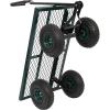 imageVINGLI Steel Garden Cart Utility Heavy Duty Wagon 10inch Pneumatic Turf Tires Green