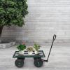 imageVINGLI Steel Garden Cart Utility Heavy Duty Wagon 10inch Pneumatic Turf Tires Green
