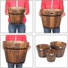 imageVINGLI 3 PCS Large Wooden Planter Barrel Set 115quotDia 18quotDia Real Wood IndoorOutdoor Flower Pot wDrainage Holes Different Sizes Large Garden Container Box