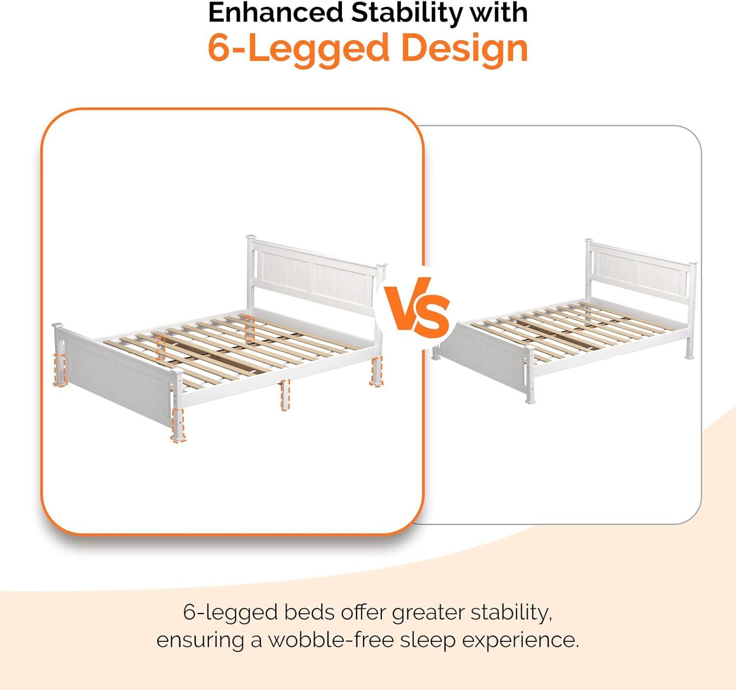 imageVINGLI Solid Wood Queen Size Bed Frame with 4 Storage Drawers for Modern Decor Platform Bed with Headboard SpaveSaving Queen Panel Bed for Kids Teens Adults White