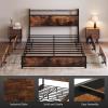 imageVINGLI Queen Bed Frame with 4 Storage Drawers and Headboard Metal Platform Bed with Charging Station and RGB LED Lights No Box Spring Needed Noise Free Easy Assembly Vintage BrownVintage Brown