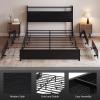 imageVINGLI Queen Bed Frame with 4 Storage Drawers and Headboard Metal Platform Bed with Charging Station and RGB LED Lights No Box Spring Needed Noise Free Easy Assembly Vintage BrownBlack