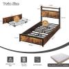 imageVINGLI Queen Bed Frame with 4 Storage Drawers and Headboard Metal Platform Bed with Charging Station and RGB LED Lights No Box Spring Needed Noise Free Easy Assembly Vintage BrownVintage Brown